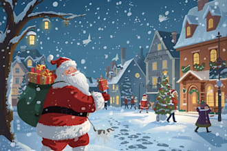 do christmas illustrations for children book, picture book coloring book, poster