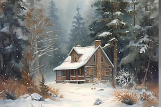 paint a watercolor and gouache landscape illustration