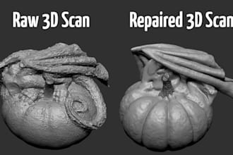 redesign stl scan 3d file, scan cleanup head clean repair in 3mf for 3d printing