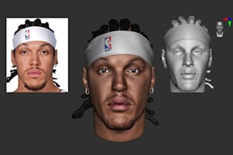 custom 3d likeness head model, action figure head sculpt, 3d bust model stl file