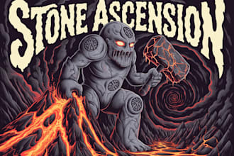 draw dark art, doom, stoner rock style for tshirt
