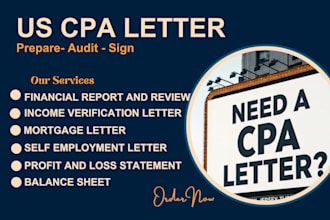 prepare CPA comfort letter, US CPA letter, financial statement review, and audit