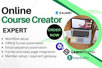 setup kajabi teachable learnworlds tekmatix thinkic online course creators crm