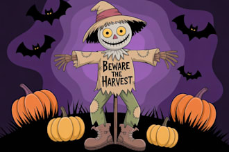 draw horror cartoons for mascot, sticker and tshirt design