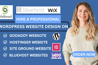 wordpress website design godaddy hostinger bluehost siteground ionos wix website