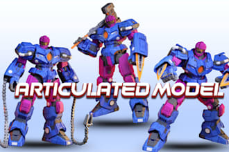 design 3d articulated model, flexi model, 3d toy, action figure for 3d printing