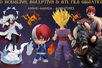 sculpt 2d to 3d anime figure miniature 3d toy character figurine printable stl