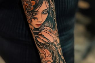 draw  a tattoo design for leg sleeve