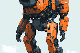 draw a mecha robot art and illustration
