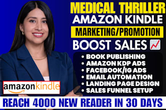 amazon kindle ebook promotion, medical thriller book marketing, amazon KDP ads