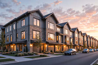 design and render 3d exterior home, townhouse, townhome, residential community