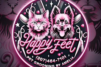 do modern unique pet, dog, cat, animal and veterinary logo design