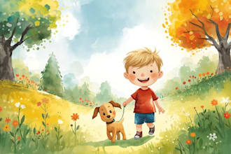 draw children story book illustration water color