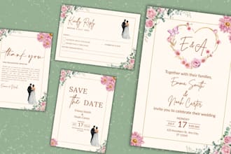 design wedding invitation cards for you in canva