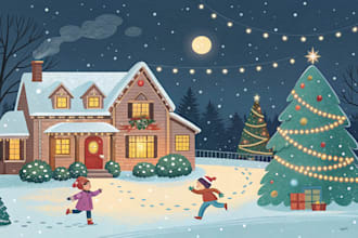 create christmas, greeting cards with hand drawn