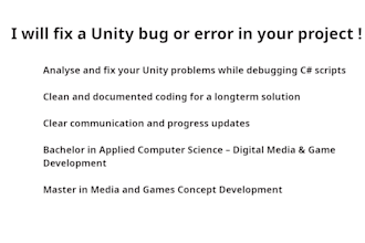fix a bug in your unity project, c sharp
