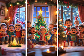 create heartwarming children christmas book illustrations and storybook art