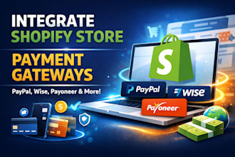 integrate shopify store payment gateway paypal wise payoneer, payment processor