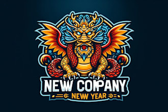 design chinese dragon new year emblem mascot logo with creative concepts