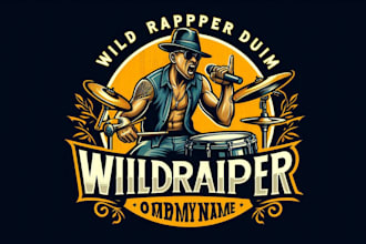 design awesome wild rapper drummer logo only 15 hours