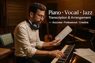transcribe and arrange piano, vocal, instrumental sheet music and jazz piano