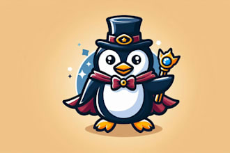 make your royal penguin mascot logo in one day