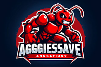 create aggressive red ant mascot logo within 12 hours