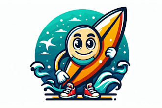 design super beautiful flat wind surfing logo just for you