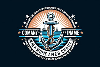 design maritime anchor and chain logo very fast with super color