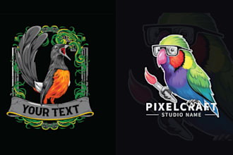 make creative flamingo parrot studio logo