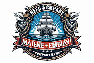 provide marine emblem with ribbon logo for your business within 14 hrs