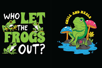 create colorful frog logo and t shirt design