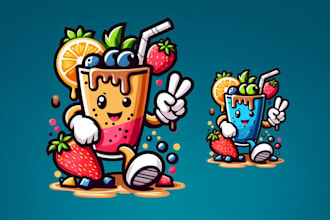 design refreshing smoothie mascot logo with my own creative thinking