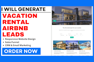generate vacation rental, airbnb, property management leads rental website