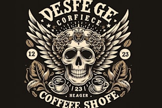 design vintage skull coffee shop logo
