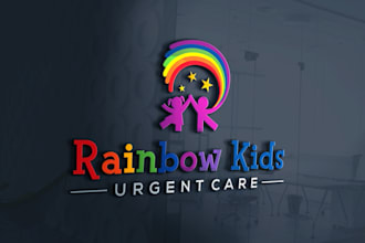 do impressive hand drawn retro badge and rainbow logo design