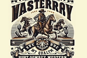 make high quality vintage cowboy western logo