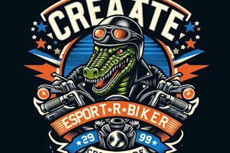 create high quality esport biker crocodile logo