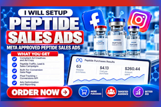 setup peptide sales ads peptide facebook ads peptide ads to generate sales
