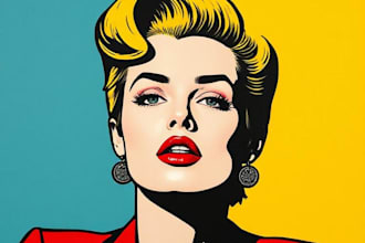 draw pop art portrait in roy lichtenstein style