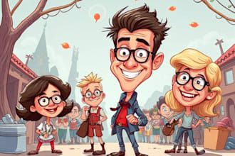 draw artistic cartoon caricatures