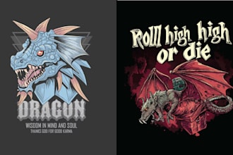 make hand drawn dragon head logo with illustration