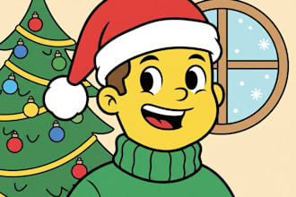 draw a custom yellow cartoon portrait for christmas gifts