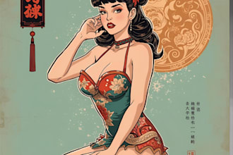 draw pin up girl and pin up girl illustration