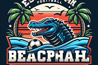 design premium esport football beach crocodile logo with t shirt design