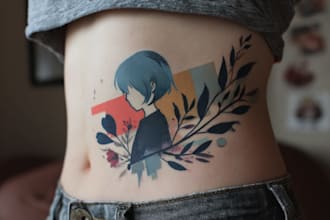 create a beautiful watercolor flowers tattoo design and illustration