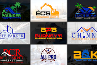 design real estate, construction, home and plumbing logo