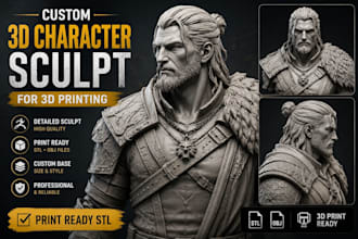create a detailed 3d character sculpt for 3d printing
