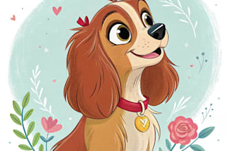 create disney pet portrait illustration