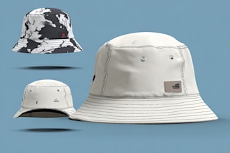 design a hat and cap with tech pack with mockup
